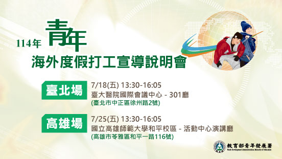 114年青年海外度假打工宣導會開始報名