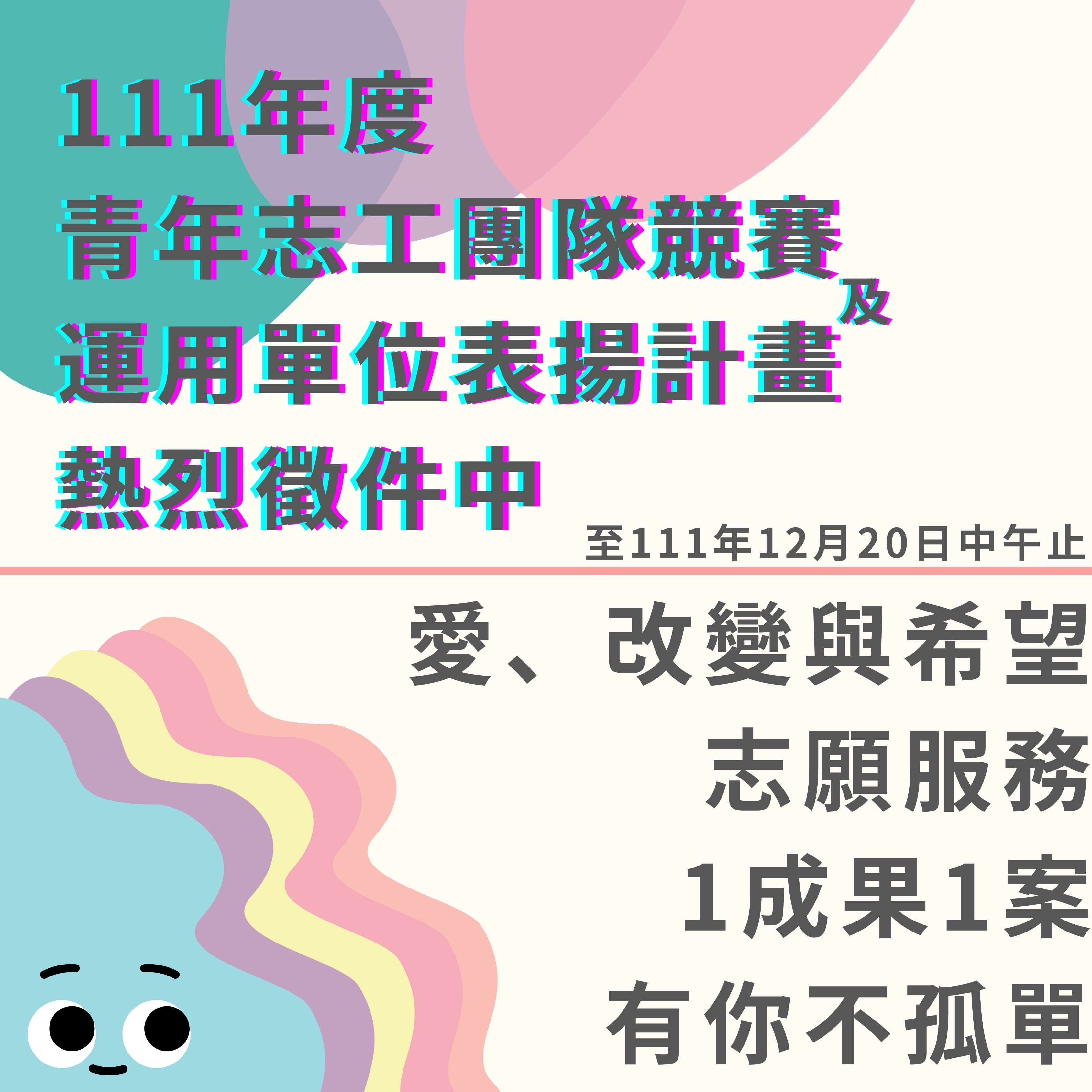 111年度青年志工團隊競賽及運用單位表揚計畫徵件(圖1)